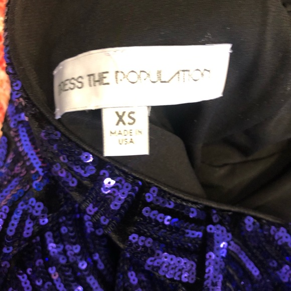 Dress the population purple sequin dress, knee length, XS excellent - Picture 7 of 10